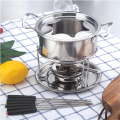 Stainless Steel Chocolate Melting Pot Fondue Set for Restaurant