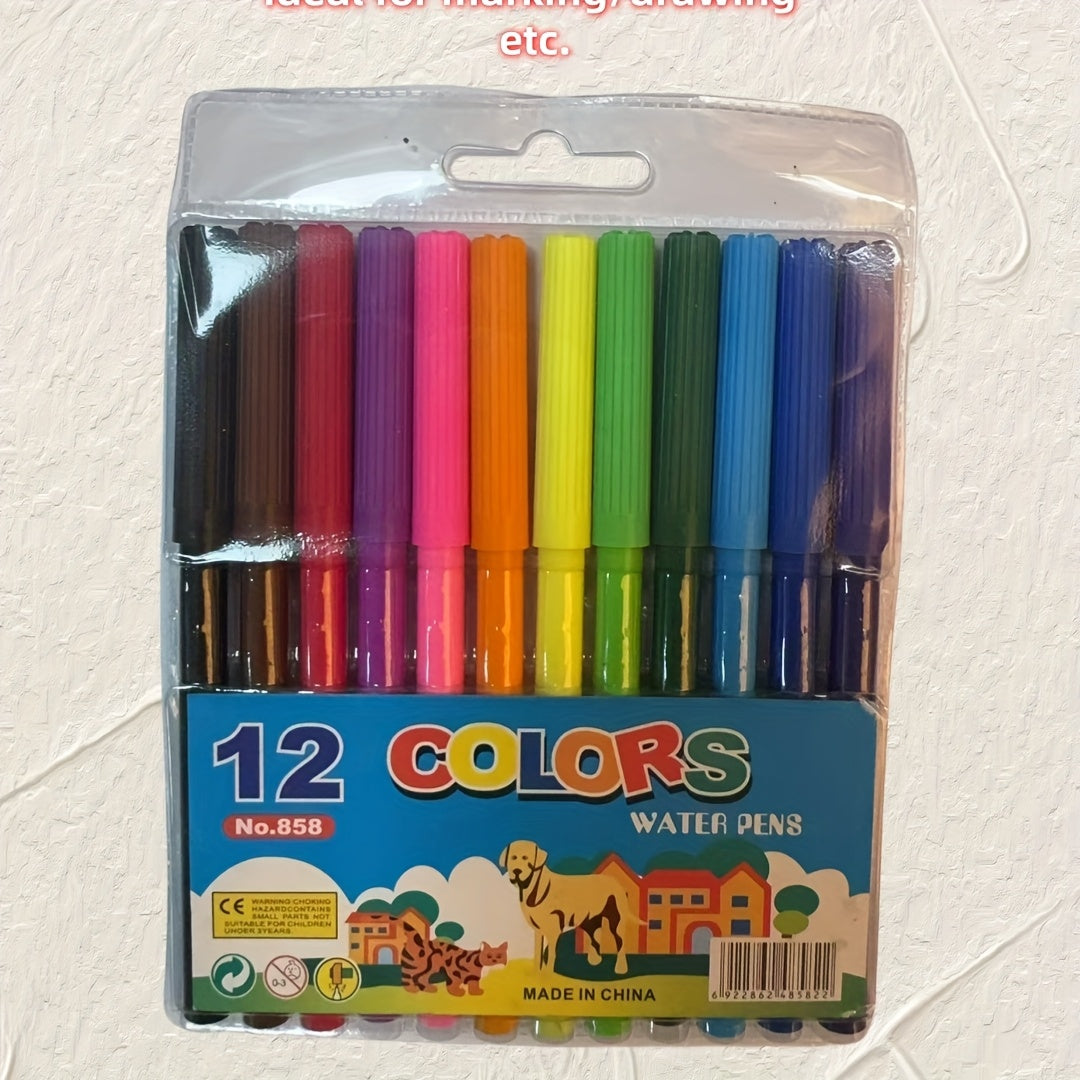 12 Watercolor Pens Set Washable Office Marker Art Supplies