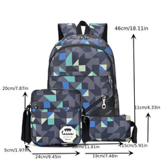 Men's Backpack Student Bag 3-Piece Set Outdoor Travel Mountaineering Bag