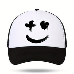 Unisex Expression Print Men's Outdoor Sun Hat Casual Net Trucker Hat
