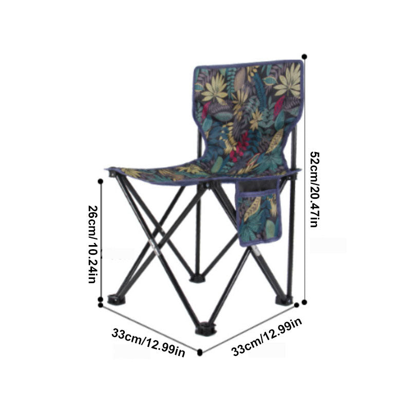 Portable Folding Chair with Side Pocket for Camping Fishing Travel