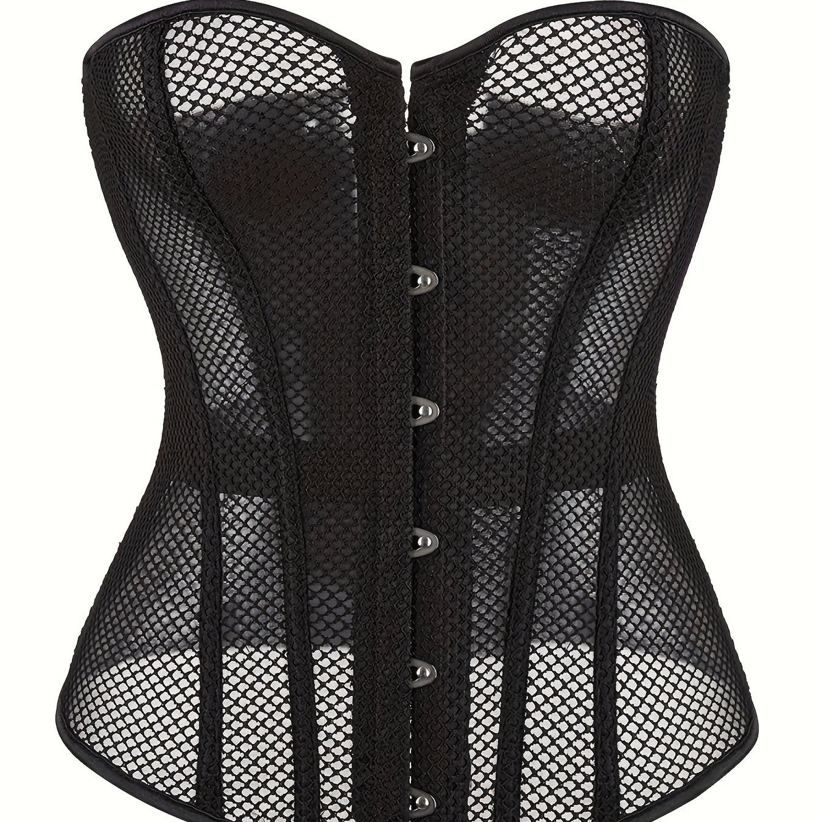 Strapless Mesh Corset Bustier Lace Up Body Shaper Women's Lingerie