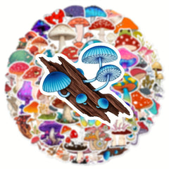 50pcs Cartoon Mushroom Waterproof Stickers For Guitar Skateboard Phone
