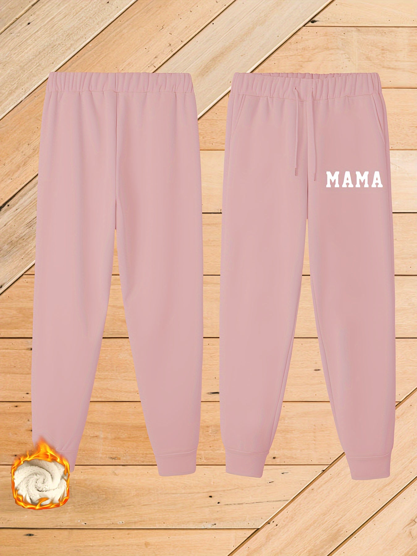 Women's Plus Size Casual Pants with Fleece Liner and Drawstring