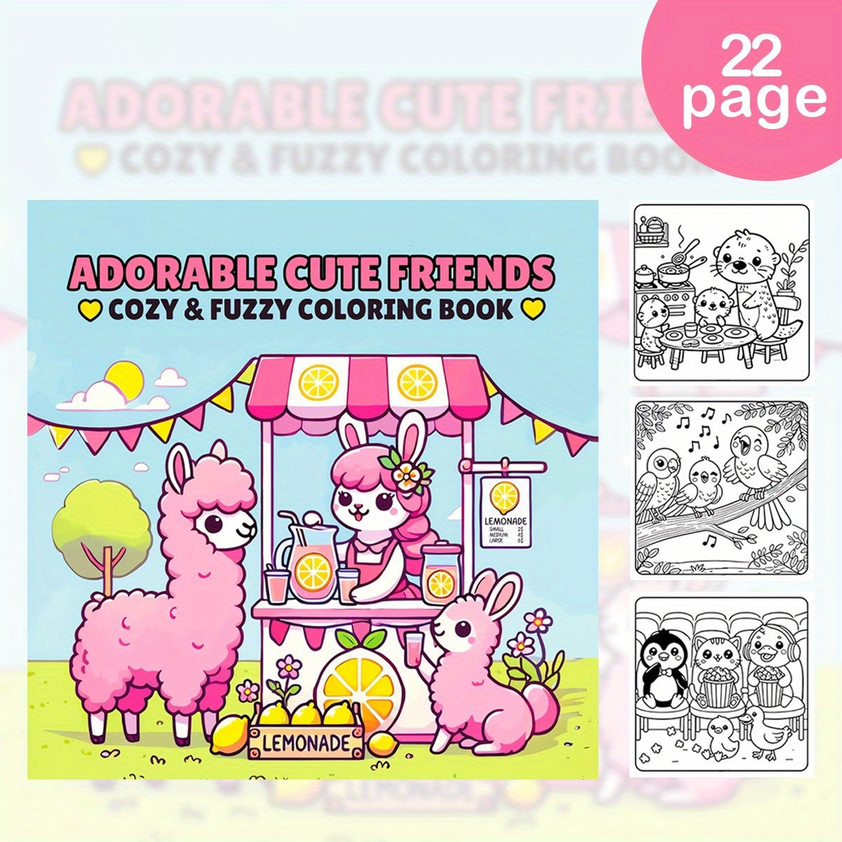 Deluxe Friends Coloring Book 20 x 20 Thick Paper Stress Relief Art