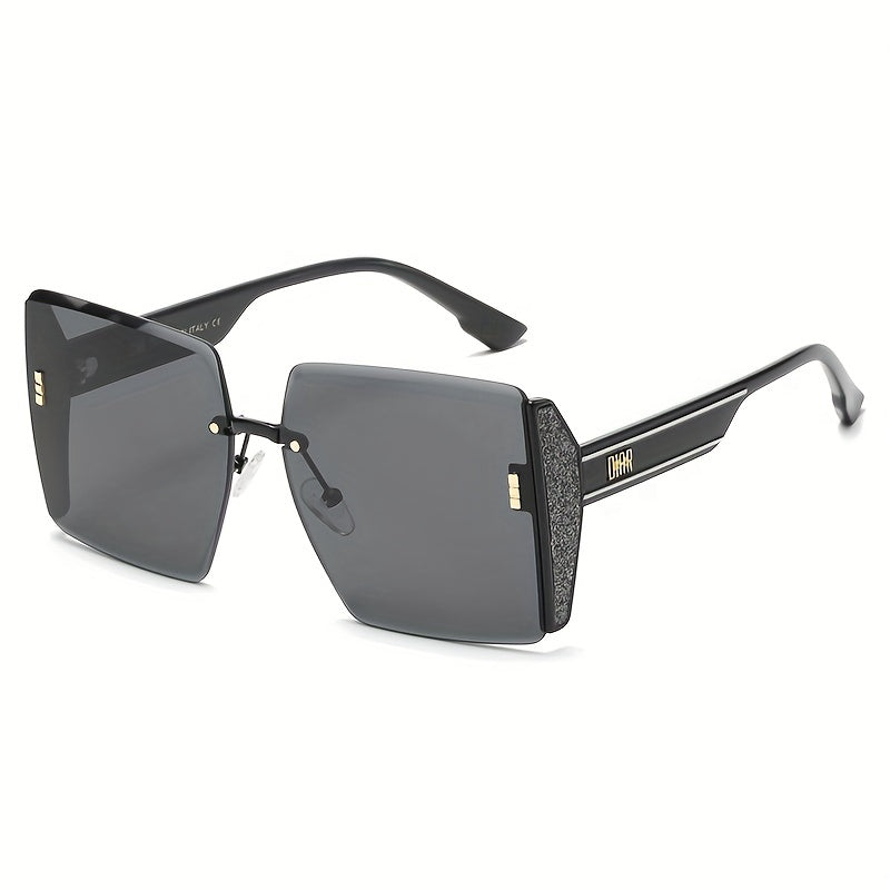 Men's Rimless Sunglasses Large Frame Sunglasses for Street Photography