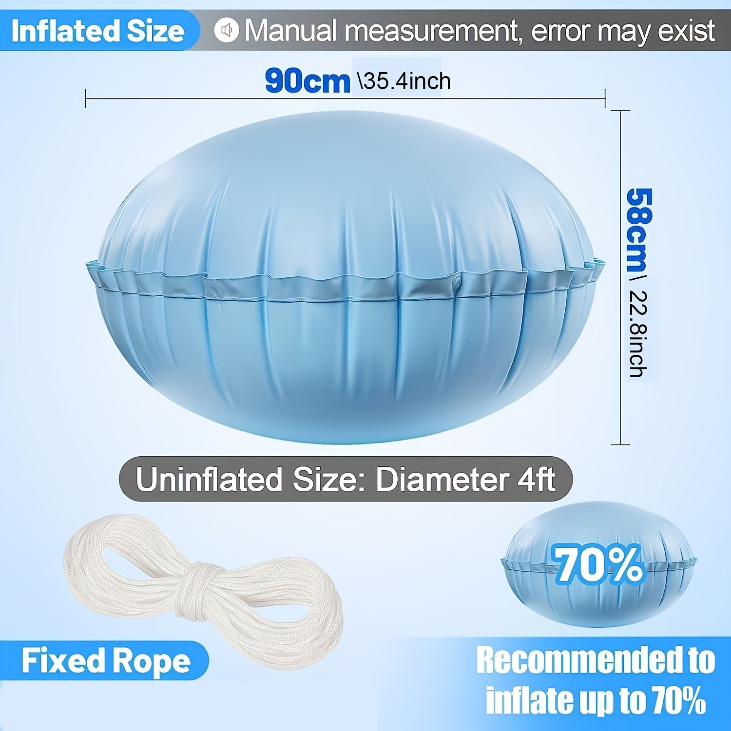 Winter Pool Air Pillows 2pcs 121 Dia Kit Ropes Ice Equalizer Support