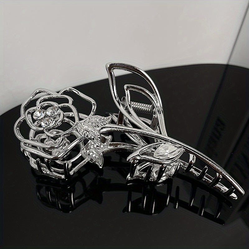 Hollowed Rose Flower Hair Claw Back Head Hair Accessories for Women