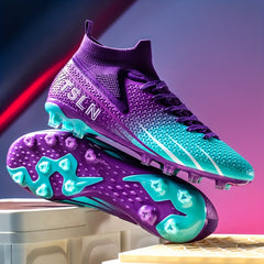 Men's High Top Soccer Cleat with Spikes - Outdoor Breathable Cleats