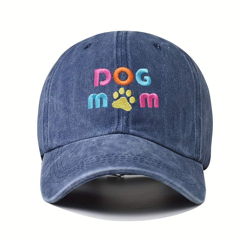 DOG MOM Embroidered Baseball Cap Washed Distressed Casual Dad Hats Lightweight