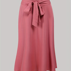  Women's Maxi Skirt with Bow Knot Belt