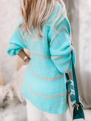  Stripe Print Long Sleeve Open Front Cardigan
