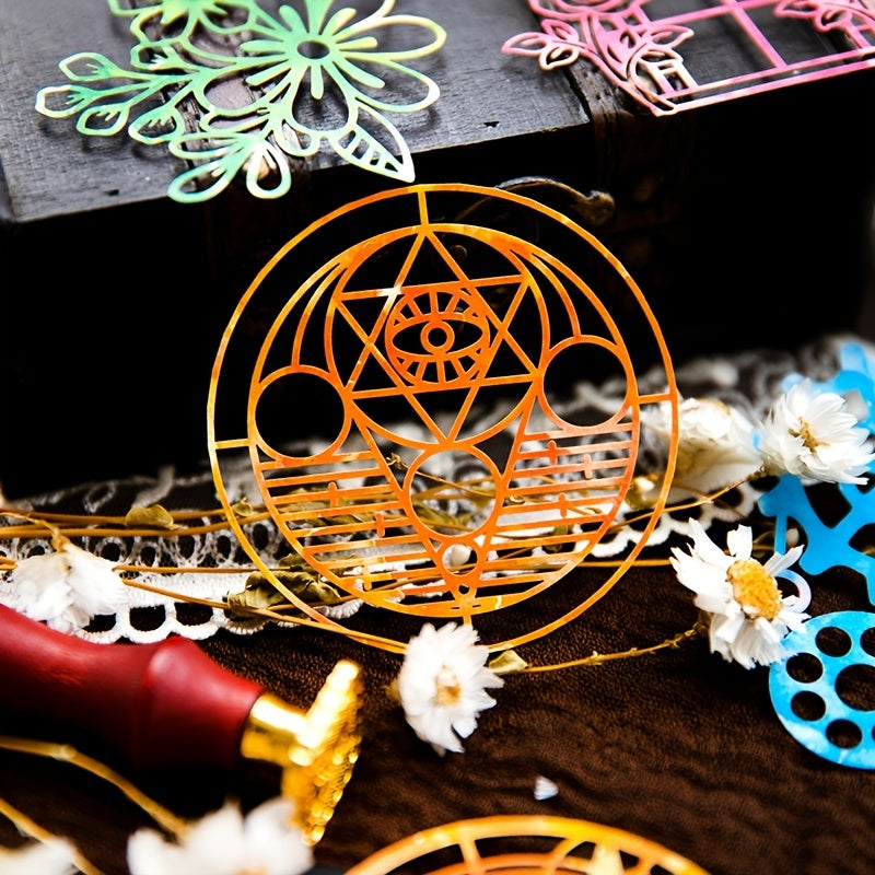 10pcs pack Hollow Bronzing Retro Material Decoration