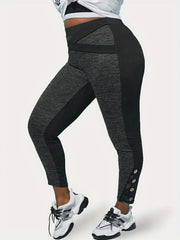  Colorblock Cross Belt Lace Leggings