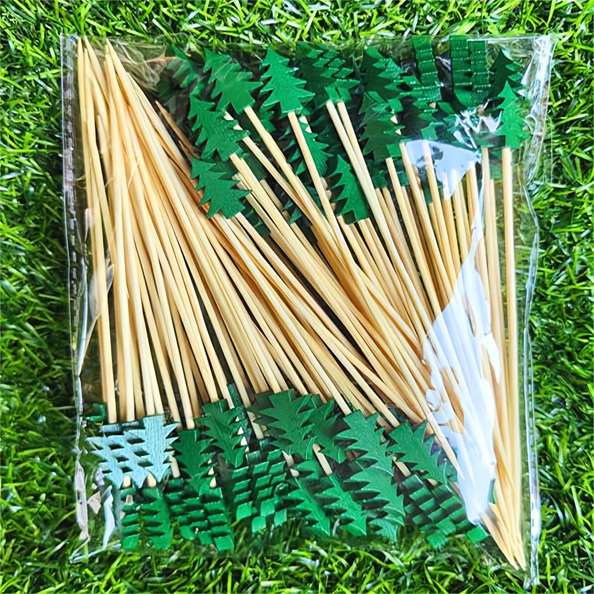 50pcs Christmas Tree Bamboo Sticks For Fruit Party Supplies