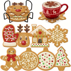 Christmas Diamond Art Coaster Kit - 8 Coasters & Holder Set