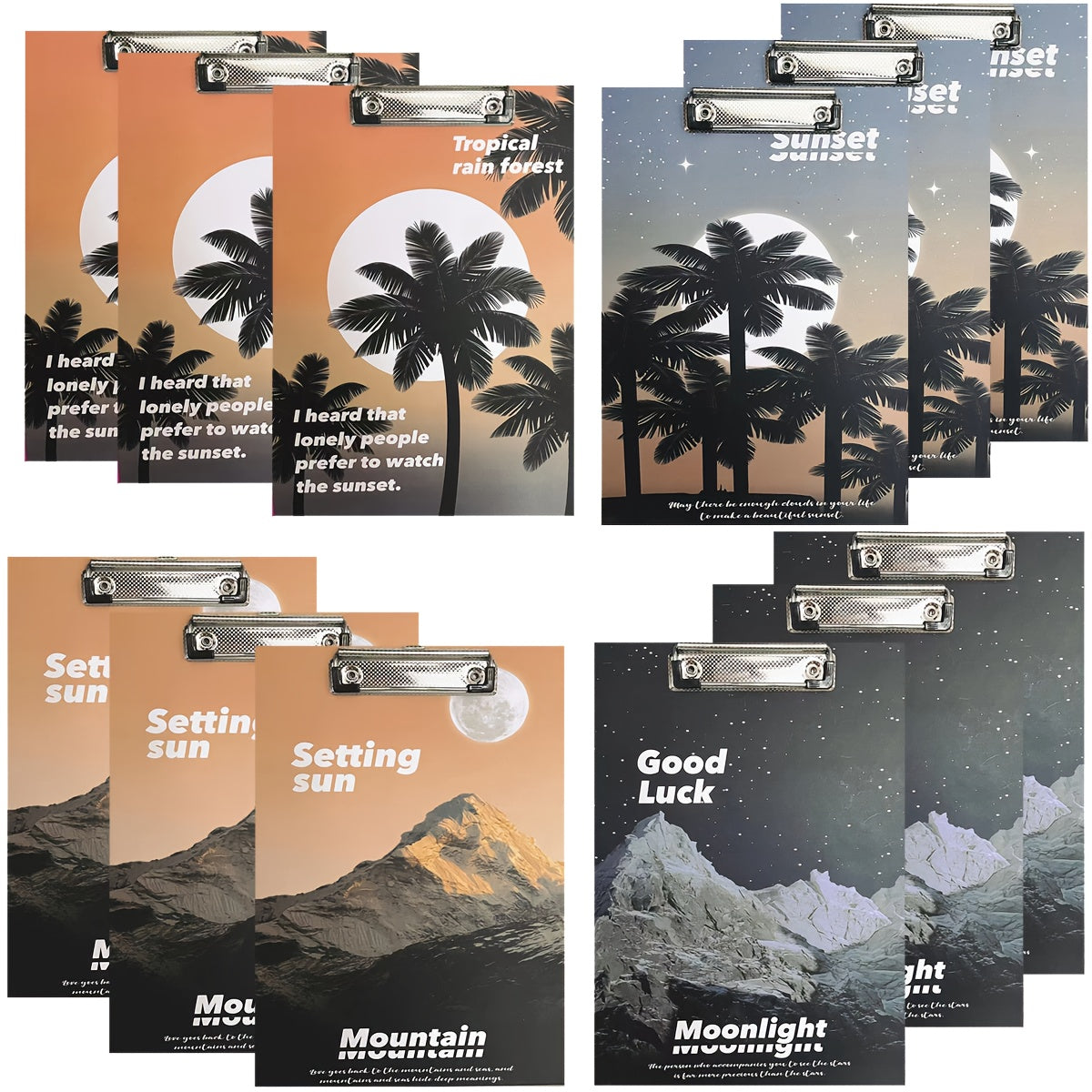 Clipboard Folder Retro Style Board Clip Sunset Tree