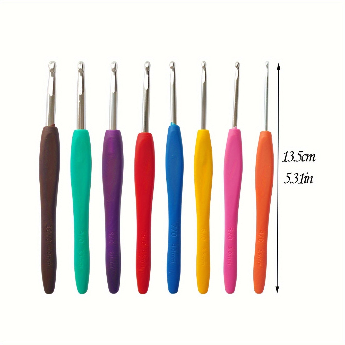 8pcs Colorful Plastic Handle Knitting Needles 2 5 6 0MM Crochet Hooks Set