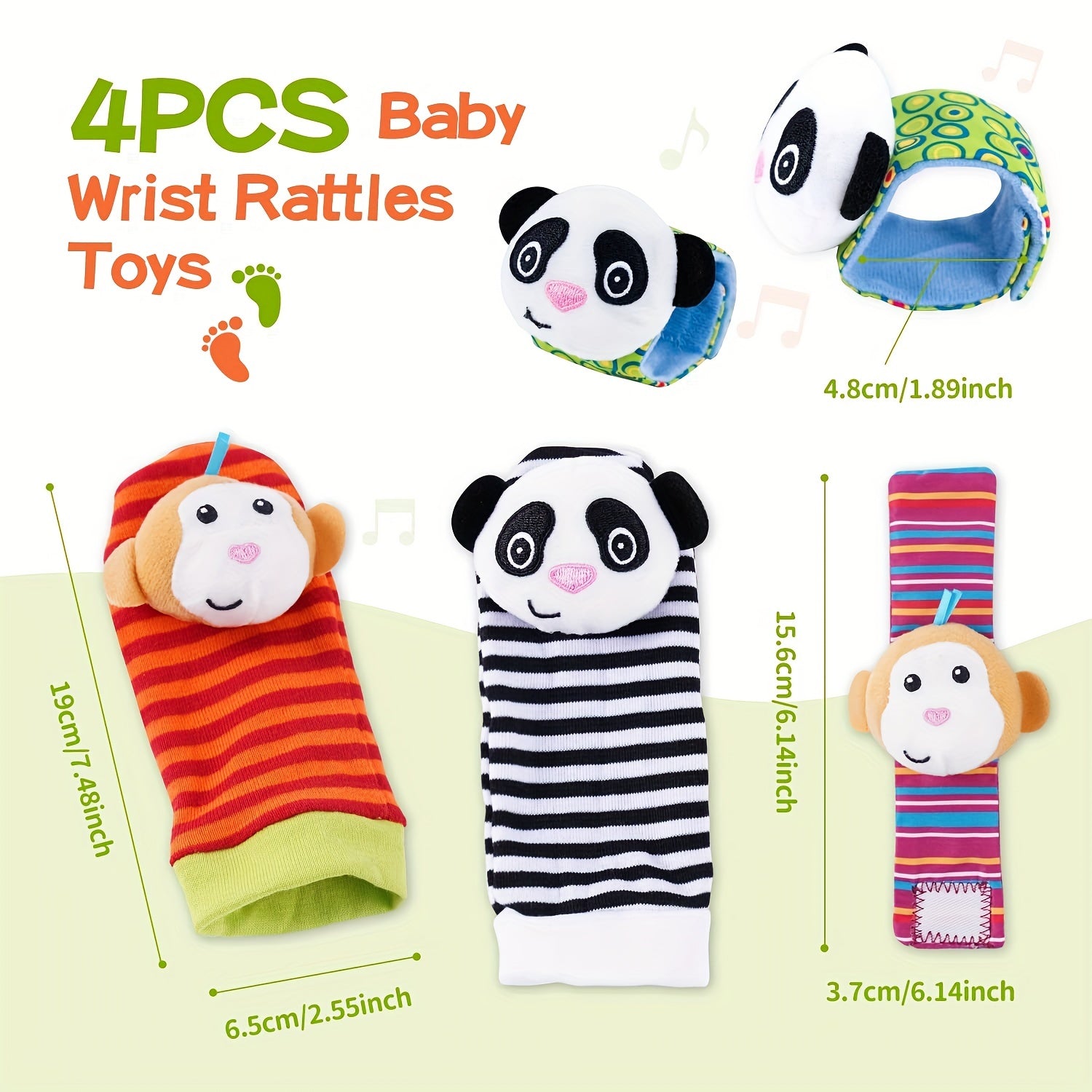 4pcs Baby Wrist Rattles Foot Finder Toys Set Toddler Rattle Sock Gift