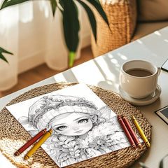 Winter Girl Coloring Book for Adults - Anxiety Relief