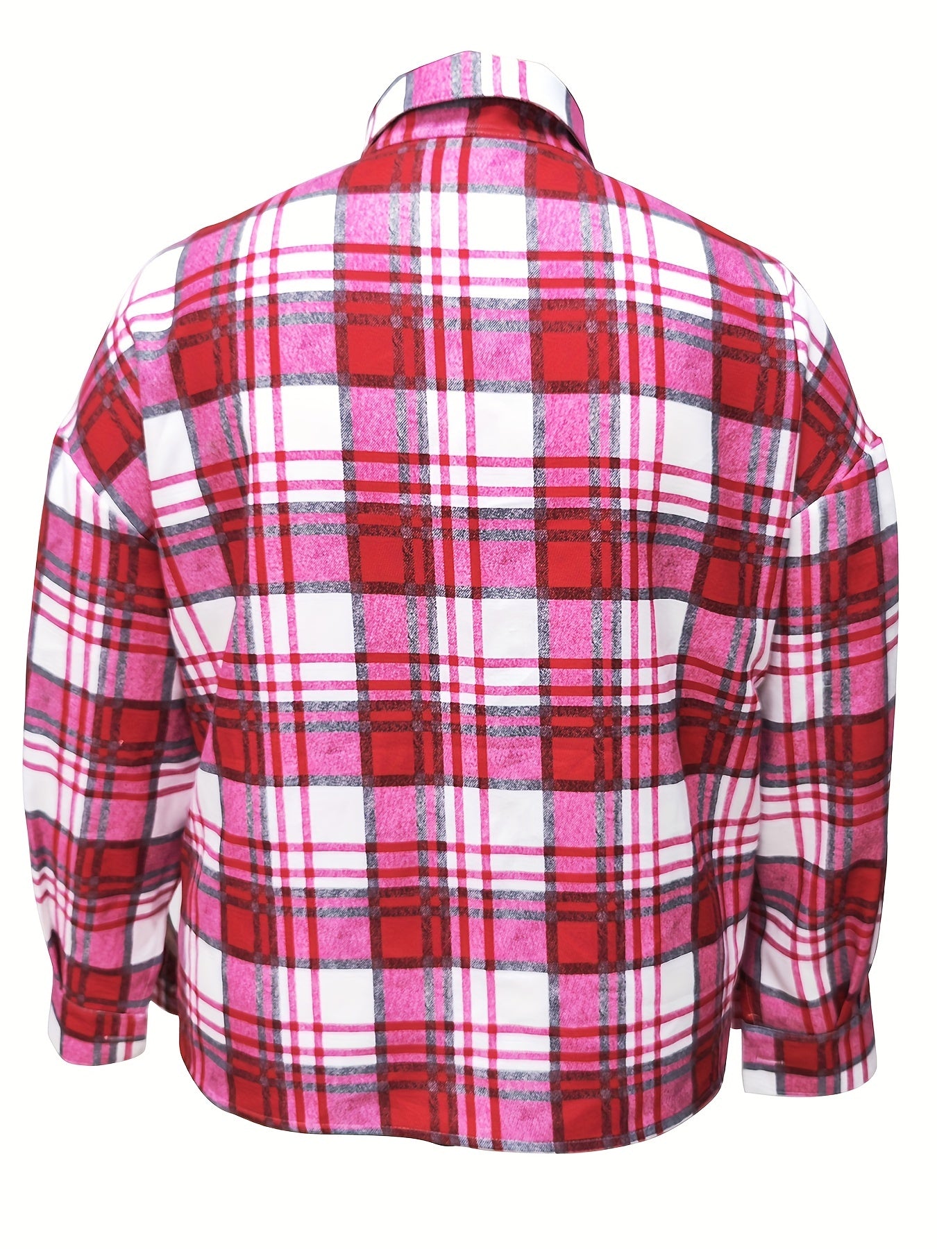  Plaid Print Long Sleeve Button Up Blouse