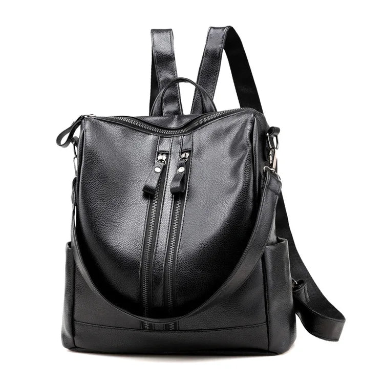 Lady Casual PU Leather Backpack Female Travel Bag