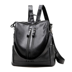 Lady Casual PU Leather Backpack Female Travel Bag