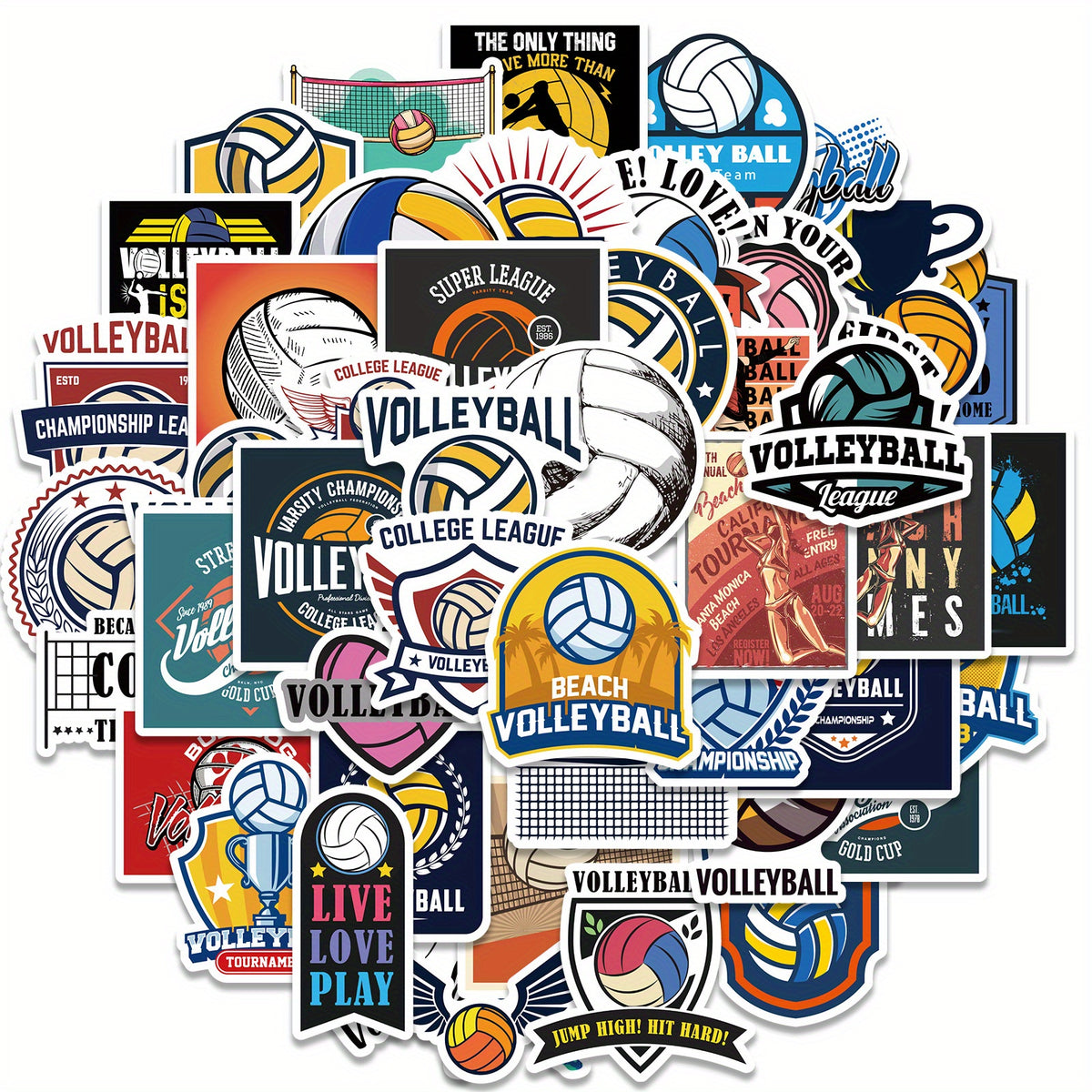 50pcs Volleyball Mixed Stickers for Luggage Skateboard Waterproof Teens Adults