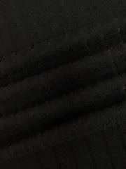  Solid Ribbed Long Sleeve Square Neck Dress
