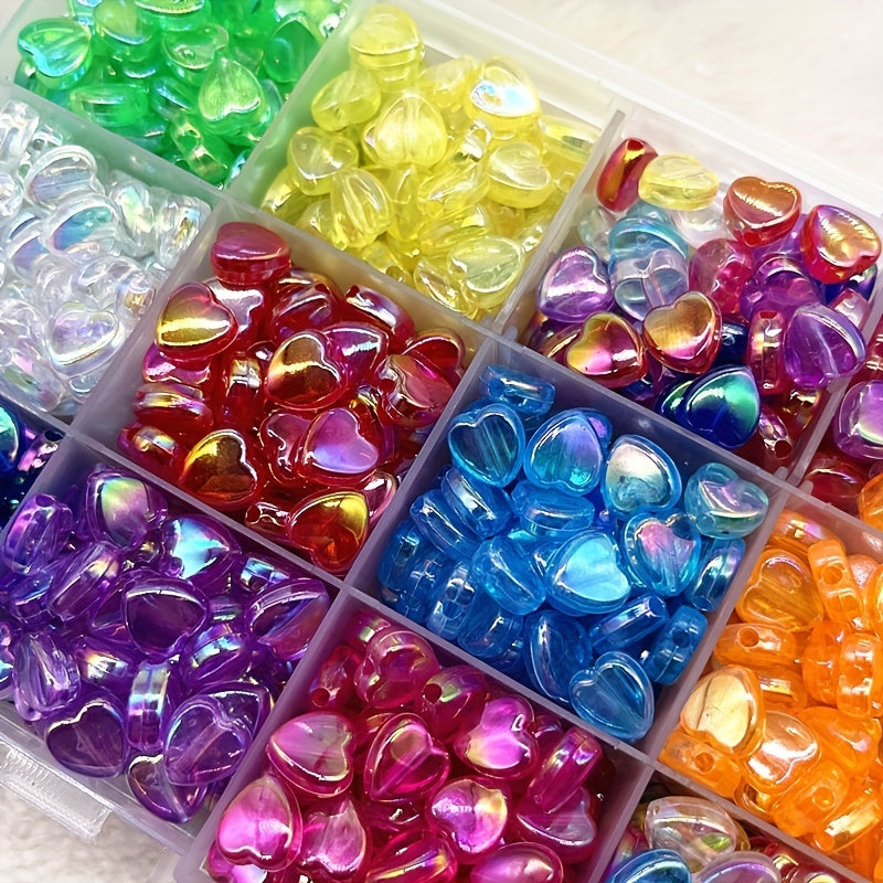 100pcs 8mm AB Heart Shape Acrylic Beads for Jewelry Making