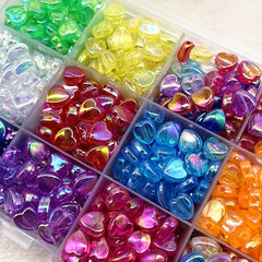 100pcs 8mm AB Heart Shape Acrylic Beads for Jewelry Making