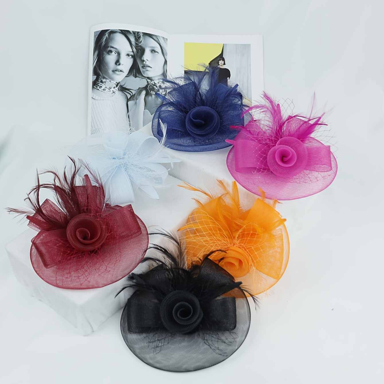 Vintage Turkey Feather Mesh Cap for Women