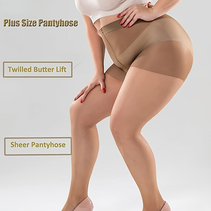  Casual Stockings Women's Plus Solid Anti-hook Sheer Tights