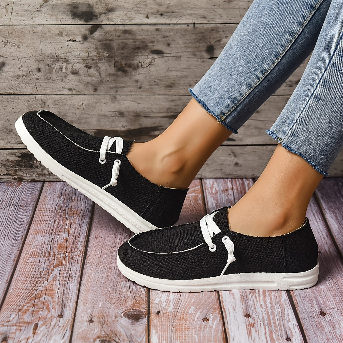 Women's Canvas Slip-On Shoes Low Top Flat Loafers