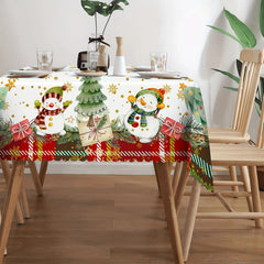 Polyester Tablecloth Merry Christmas Table Cover Snowman Pattern Table Cover