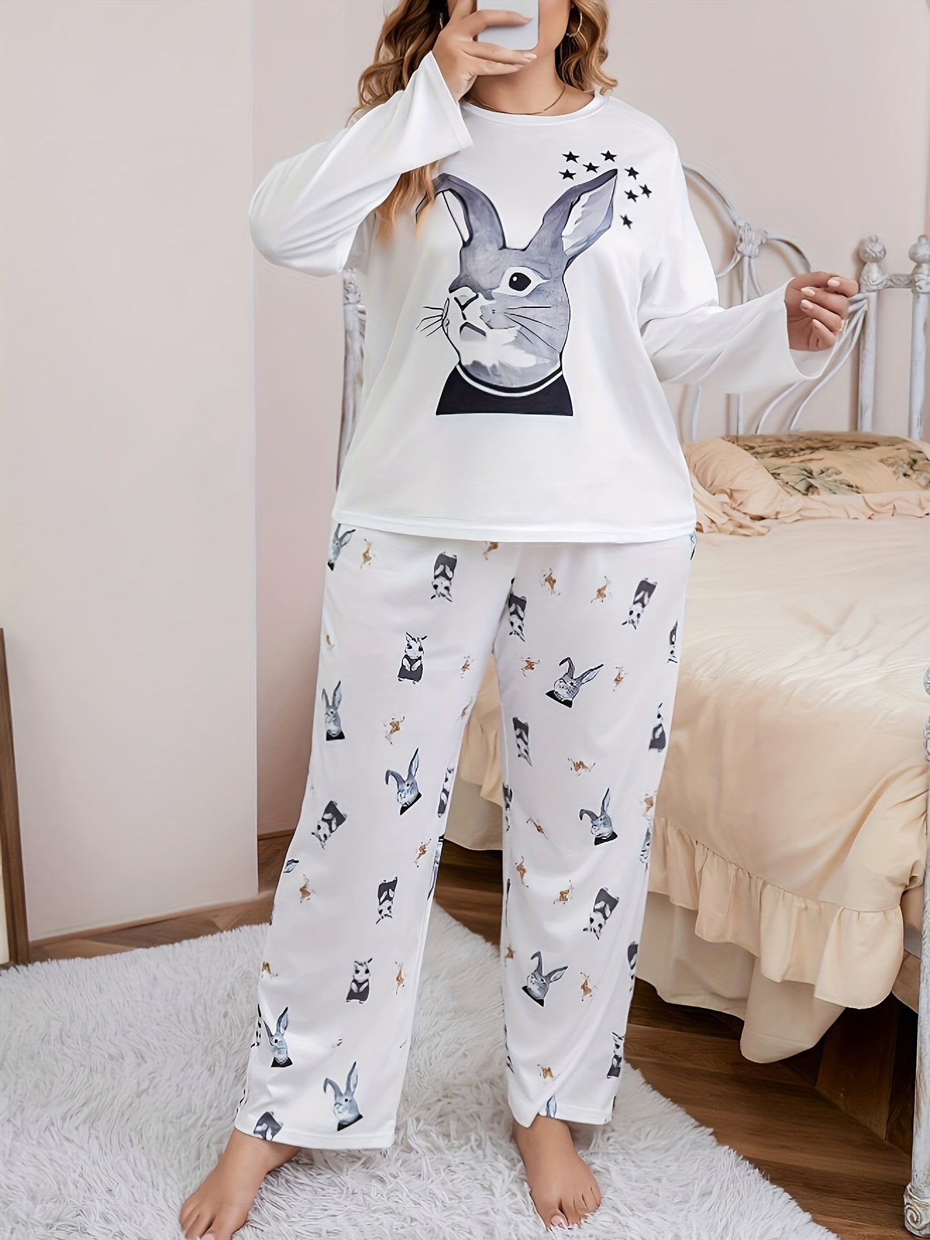  Rabbit & Star Print Loungewear Set