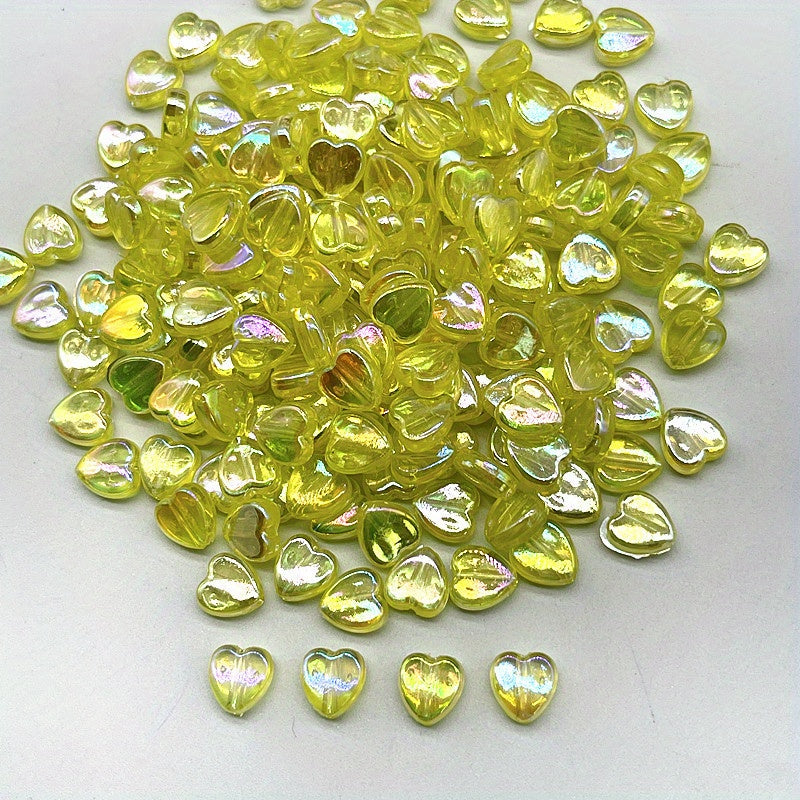 100pcs 8mm AB Heart Shape Acrylic Beads for Jewelry Making