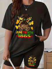  Cartoon Print Tee & Shorts Set - Casual Two Piece Outfit