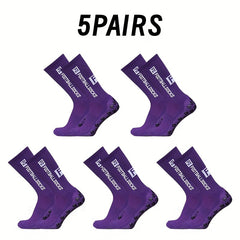 5 Pairs Non-Slip Mid-Calf Football Socks