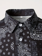 Paisley Full Body Print Men's Button Up Shirt