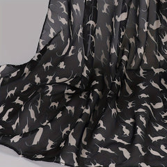 Cat Print Chiffon Scarf Solid Thin Breathable Shawl Hijab