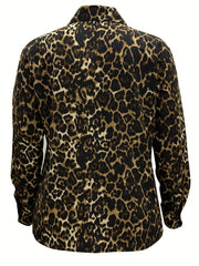  Allover Print Button Up Lantern Sleeve Blouse