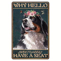 Funny Bernese Mountain Dog Squirrel Tin Sign for Home Decor
