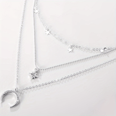 Bohemian Style Moon Golden Multilayer Necklace