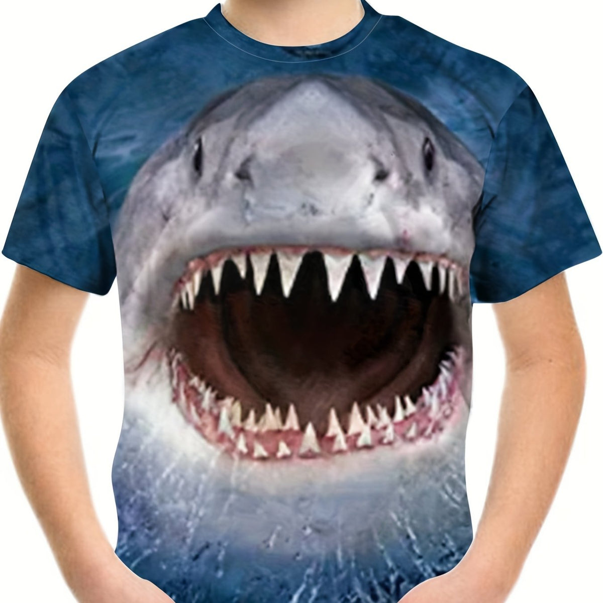 Boys' 3D Shark Graphic T Shirt - Summer Outdoor Fun