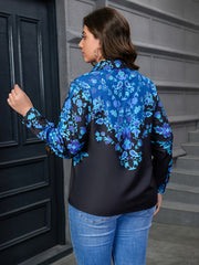  Floral Print Long Sleeve Button Up Blouse
