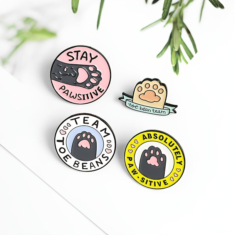 Cat Paw Enamel Pins STAY PAWSITIVE TOE BEANS TEAM