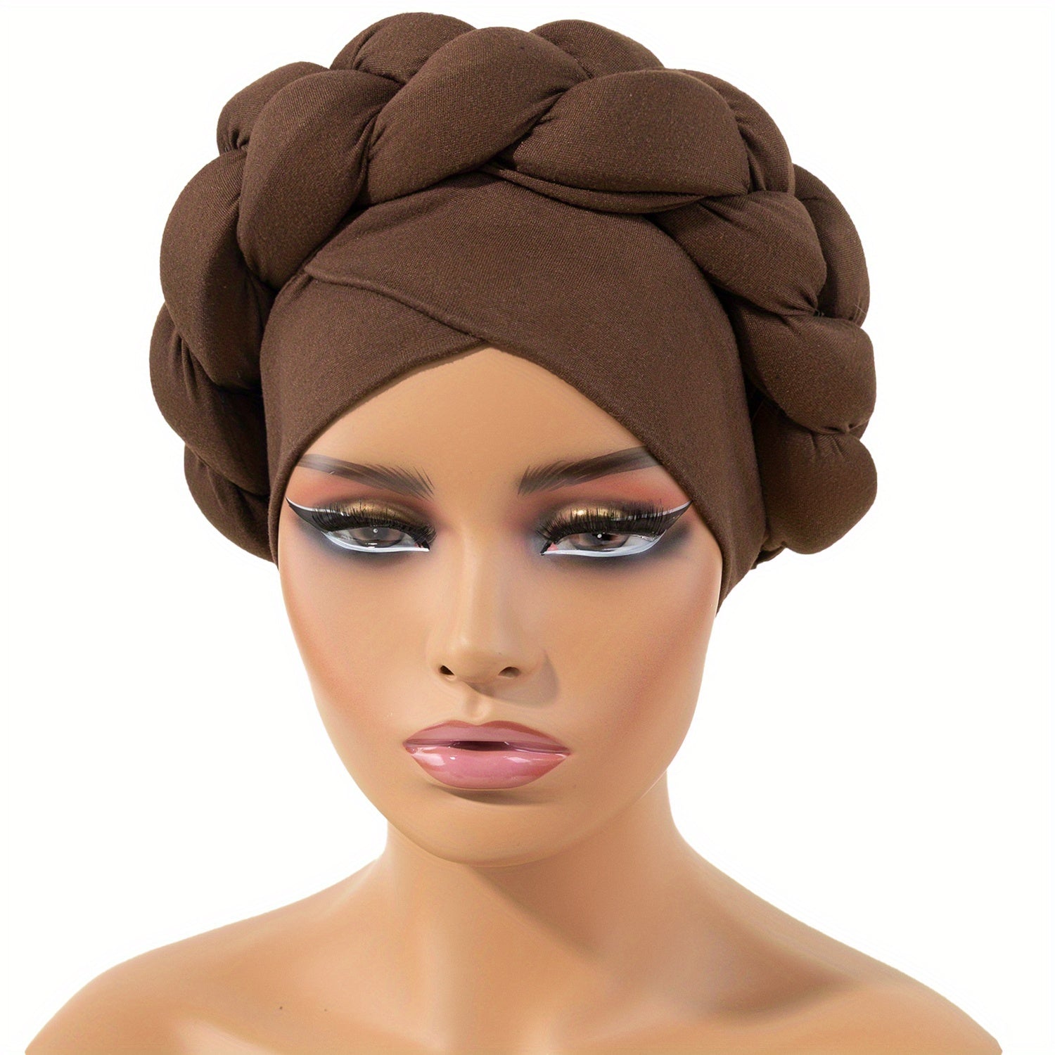 Braid Twist Big Turban Cap Solid Head Wrap Stylish Hijab Head Scarf Women