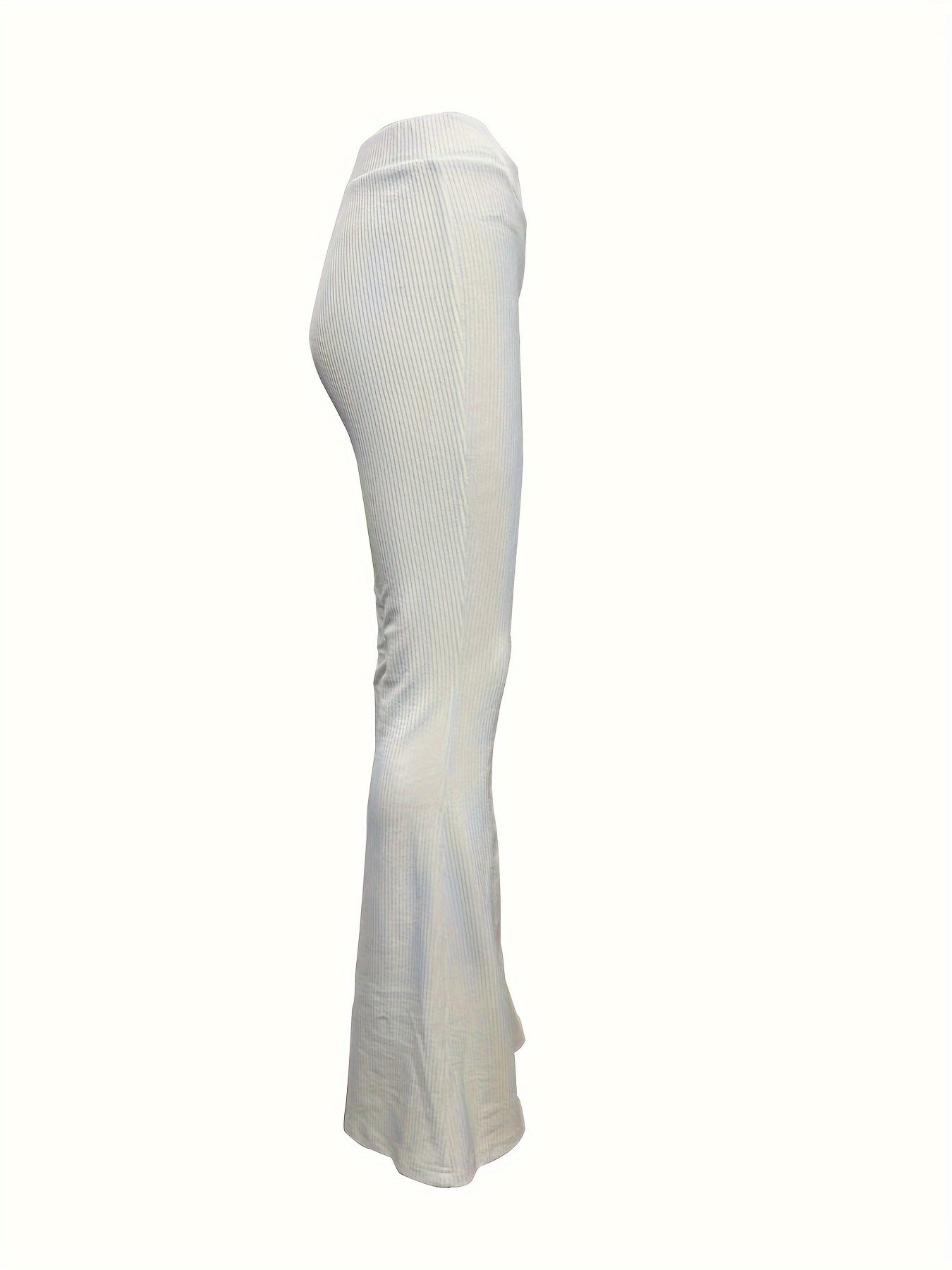Women's Plus Ribbed Flared Leg Trousers, High Rise, Slight Stretch
