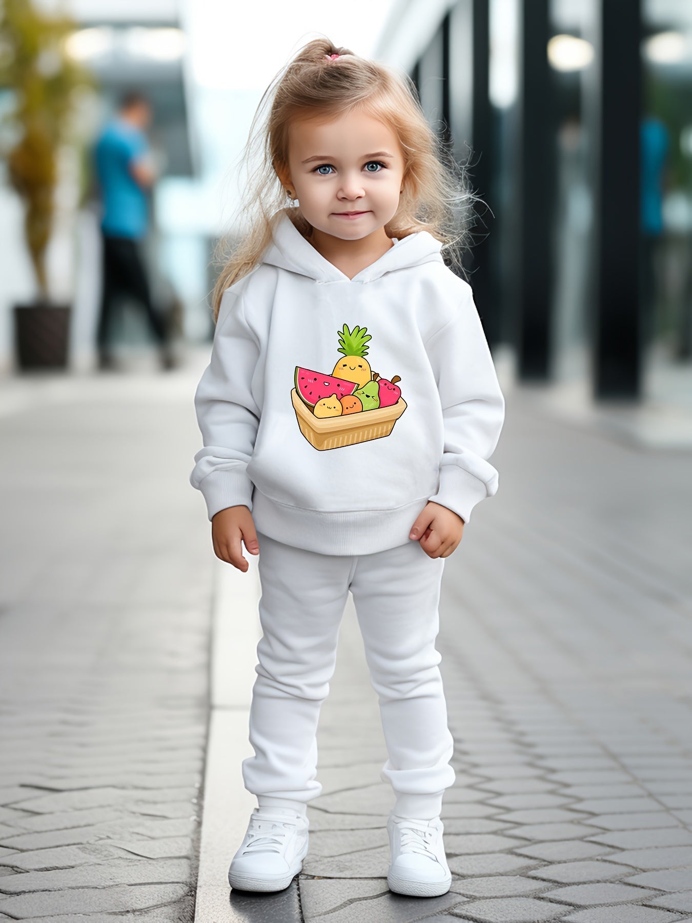 OERYUI Kids Cartoon Fruit Print Hooded Pullover Pants Set